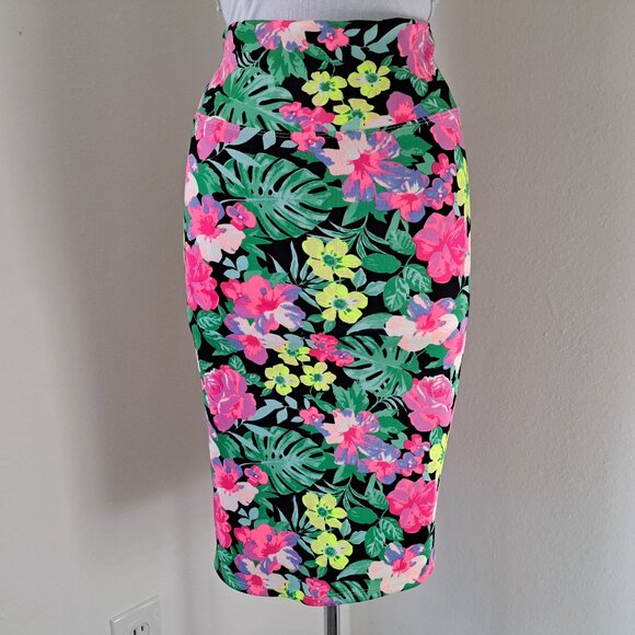Like an Angel Women Pencil Skirt High Waist Tropical Multicolor Size M Preowned - Picture 1 of 11
